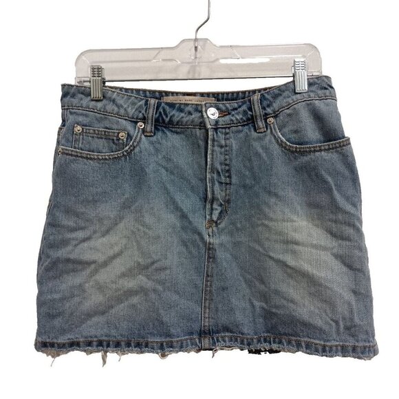 Marc By Marc Jacobs Womens Iconic Denim Mini Skirt Size 28 Blue Raw Hem Cotton - Picture 1 of 9